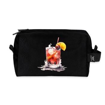 Water Glass Watercolor Citrus - Recycled Toiletry Zip Bag - black - Front