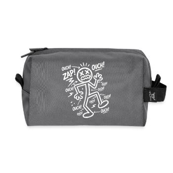 Electric Shock Humor | Funny Electrician Gift - Recycled Toiletry Zip Bag - anthracite - Front