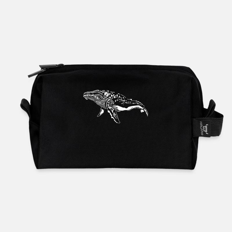 Wal Vintage Meerestier - protect against plastic - Recycelte Kulturtasche - Schwarz