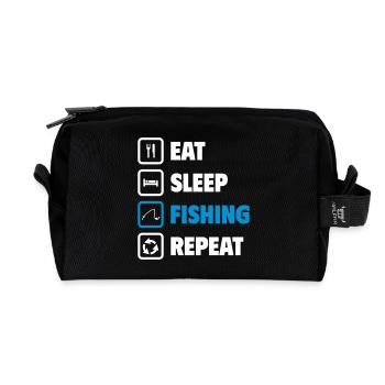 Eat, sleep, fish, repeat - Recycled Toiletry Zip Bag - black - Front