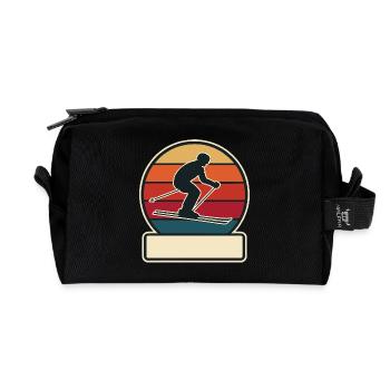 Skiing can be personalized - Recycled Toiletry Zip Bag - black - Front