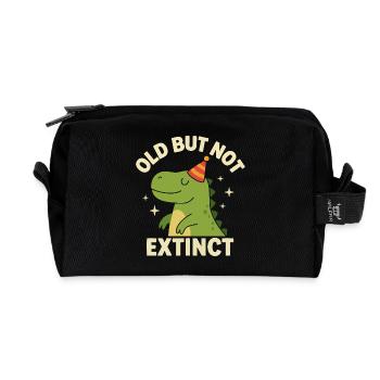 Funny Dino – Birthday Gift Idea - Recycled Toiletry Zip Bag - black - Front
