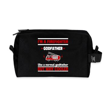 I'm a godfather firefighter, much cooler - Recycled Toiletry Zip Bag - black - Front