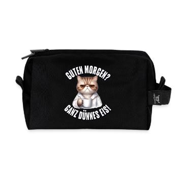 Good morning? Very thin - Recycled Toiletry Zip Bag - black - Front