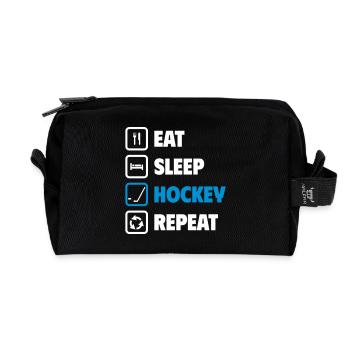 Mangez, dormez, hockeyez, répétez ! - Trousse de toilette en tissu recyclé - noir - Devant