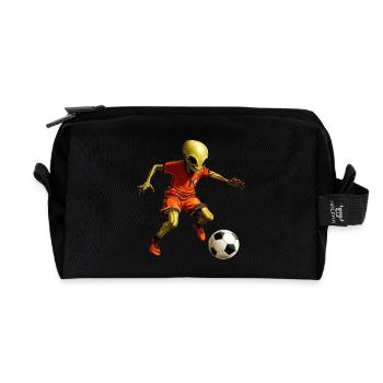 Soccer Alien - Recycled Toiletry Zip Bag - black - Front