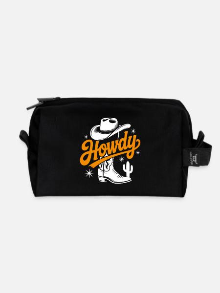 Howdy Country Dance Danse en ligne. Stetson et bottes - Trousse de toilette en tissu recyclé - noir
