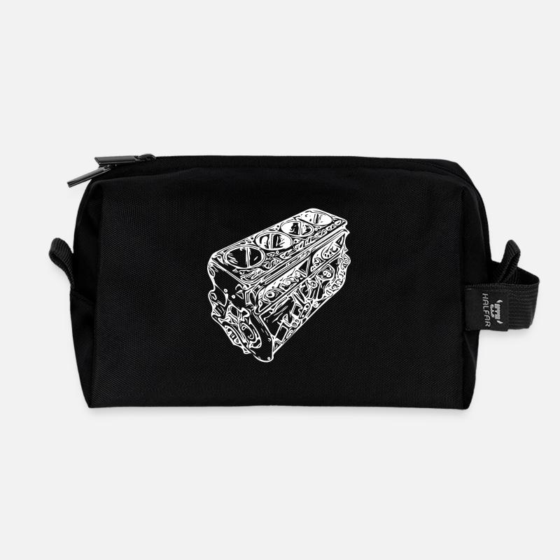 Auto Motorblock Zylinder Hubraum Fan - Recycelte Kulturtasche - Schwarz