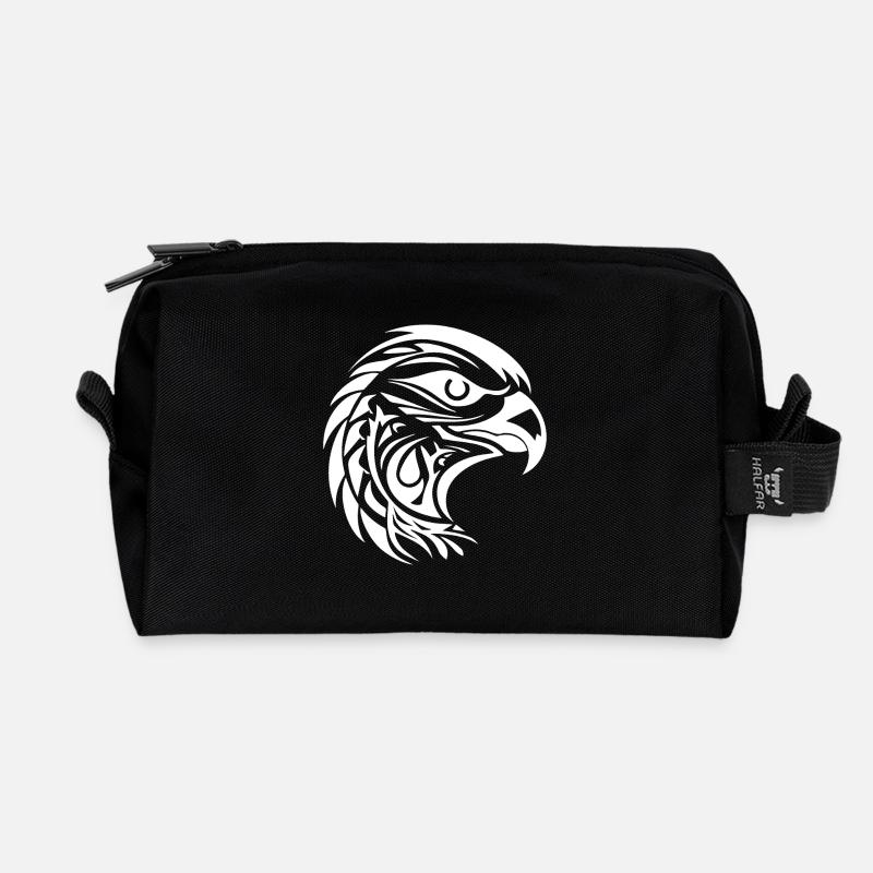 Schöner Adler Porträt im Tattoo Style - Recycelte Kulturtasche - Schwarz