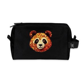 Panda d’automne à partir de feuilles - Trousse de toilette en tissu recyclé - noir - Devant