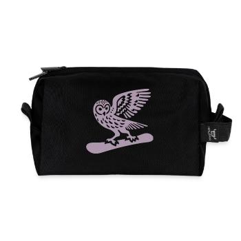 Eule Snowboard Snowboarder Minimalistisches Design - Recycelte Kulturtasche - Schwarz - Vorne