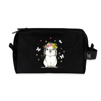 Flower power - Trousse de toilette en tissu recyclé - noir - Devant