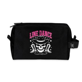 Line Dance Skull with Stetson and Boots and Lasso - Recycled Toiletry Zip Bag - black - Front