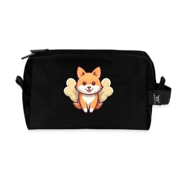 Shiba Inu Ange avec des ailes - Trousse de toilette en tissu recyclé - noir - Devant