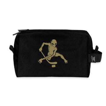 Alien Ice Hockey Player Minimalist Silhouette - Recycled Toiletry Zip Bag - black - Front