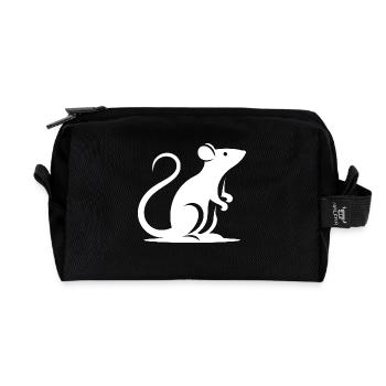 Minimalistische Ratte Maus Silhouette - Recycelte Kulturtasche - Schwarz - Vorne