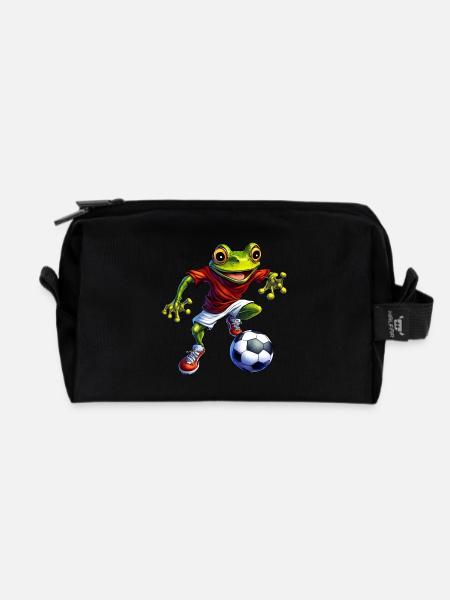 Frösche Fussball - Recycelte Kulturtasche - Schwarz
