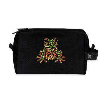 Herbstfrosch Bunte Blätter Herbstlich - Recycelte Kulturtasche - Schwarz - Vorne