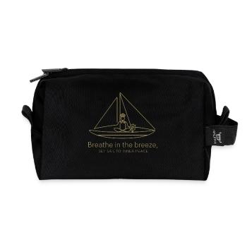 Sailing Sailboat Silhouette Minimalist - Recycled Toiletry Zip Bag - black - Front