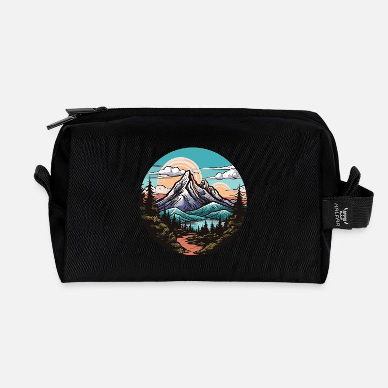 Berge Landschaft - Recycelte Kulturtasche - Schwarz