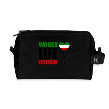 Women life freedom - Recycled Toiletry Zip Bag - black - Front