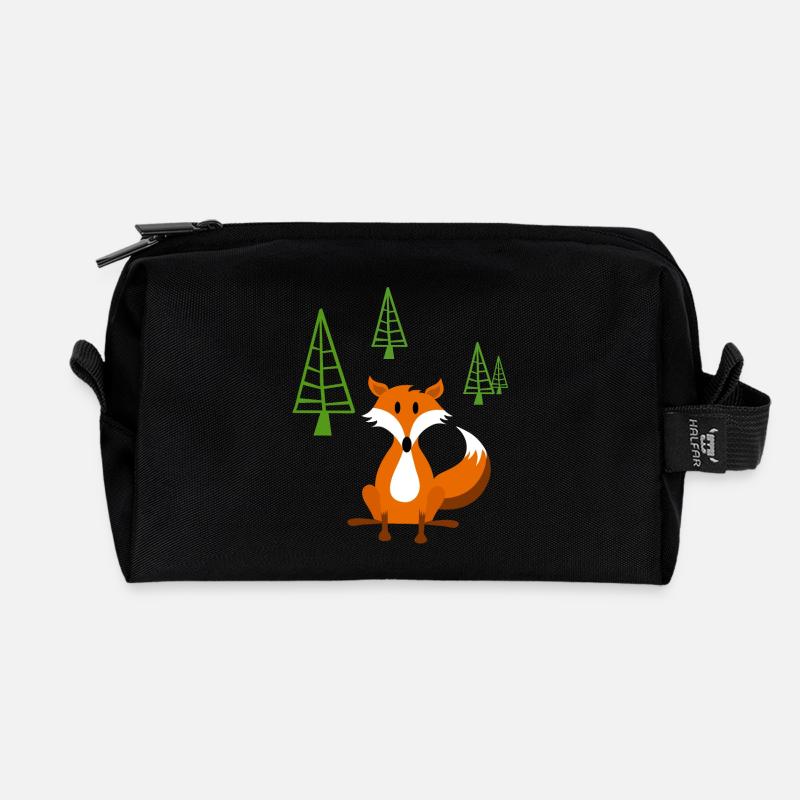 Schlauer Fuchs - Recycelte Kulturtasche - Schwarz
