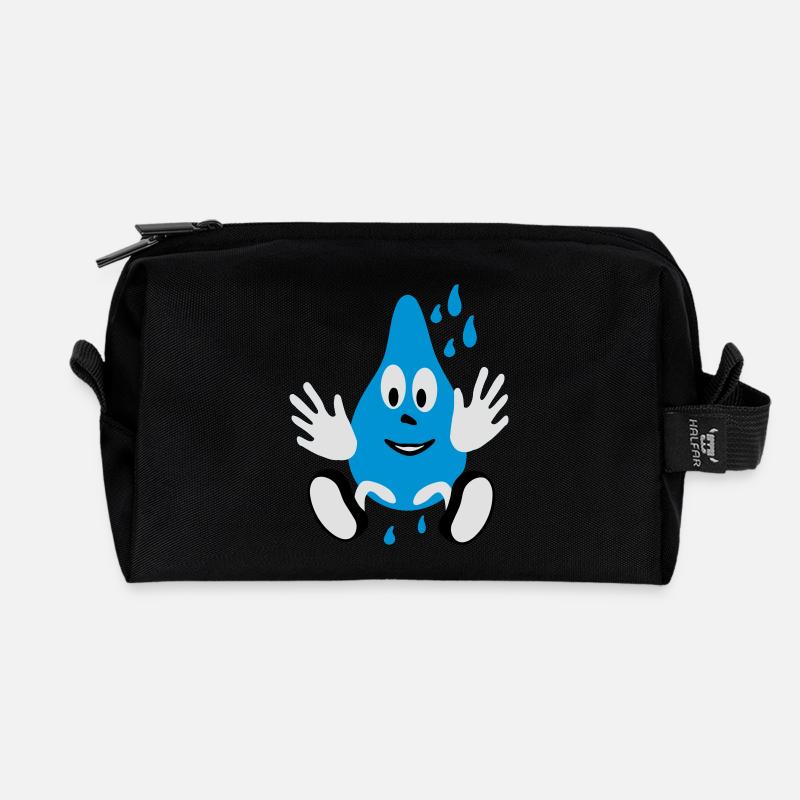lachender Regentropfen,laughing small drops, - Recycled Toiletry Zip Bag - black