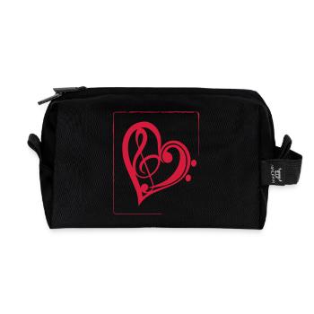 Treble clef & bass clef heart - Recycled Toiletry Zip Bag - black - Front