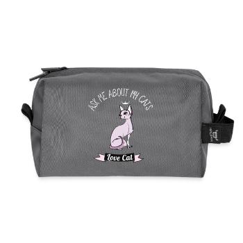 Katze miez rosa frag mich niedlich hipp zeichnung - Recycelte Kulturtasche - Anthrazit - Vorne