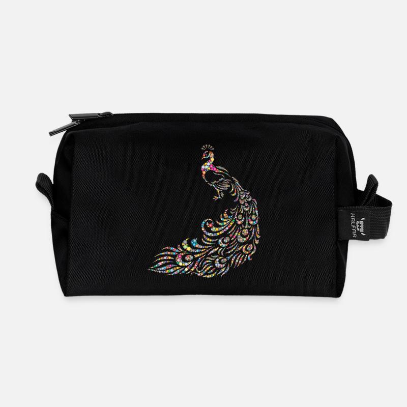 Pfau - Recycelte Kulturtasche - Schwarz