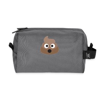 Poo Emoji Face! Retro Design! - Recycled Toiletry Zip Bag - anthracite - Front