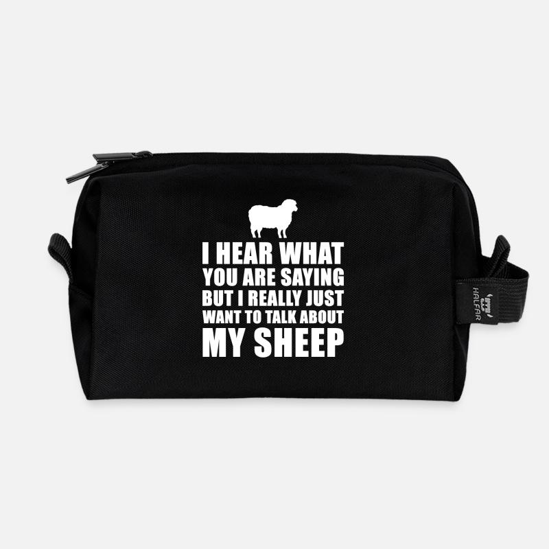 Funny Sheep Gift Idea - Recycled Toiletry Zip Bag - black