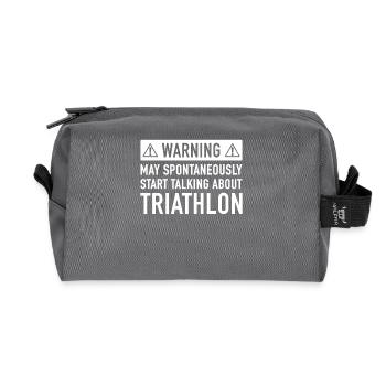Funny Triathlon Gift Idea - Recycled Toiletry Zip Bag - anthracite - Front