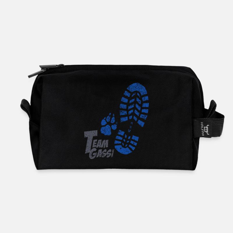 Fussabdruecke blau - Recycelte Kulturtasche - Schwarz