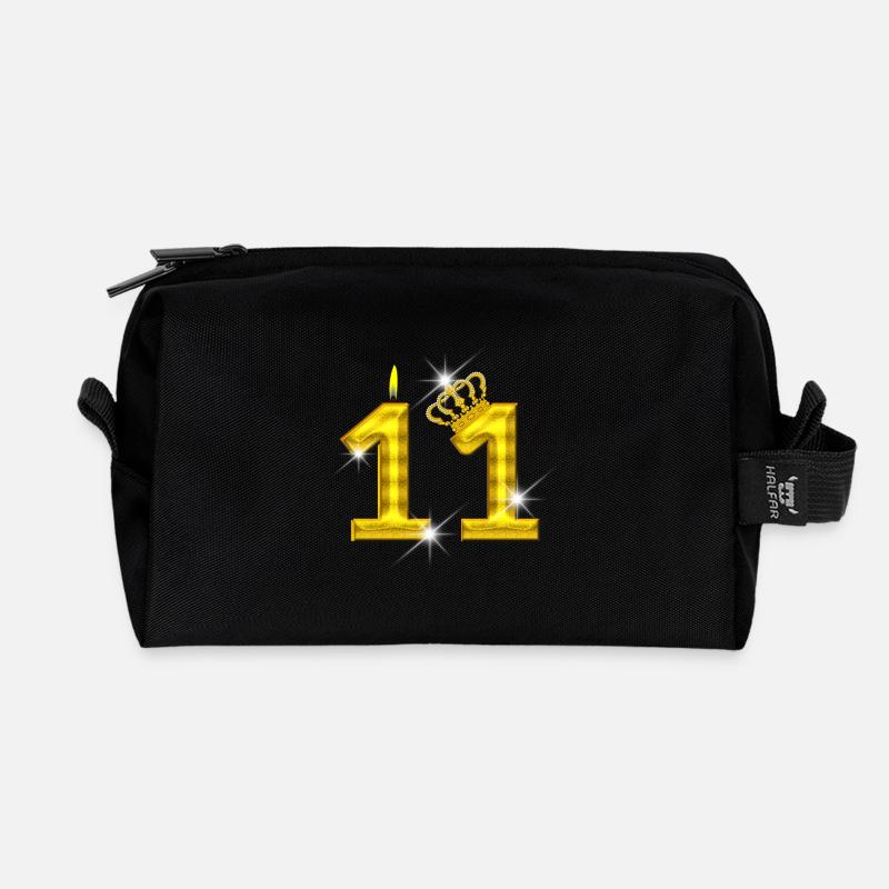11 - Geburtstag - Krone - Kerze - Gold - Recycelte Kulturtasche - Schwarz