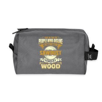 Carpenter - wood - sawdust - welding - EN - Recycled Toiletry Zip Bag - anthracite - Front