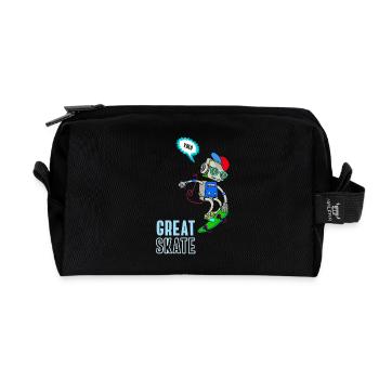 Skater robot skateboard halfpipe Yolo cool stree - Recycled Toiletry Zip Bag - black - Front