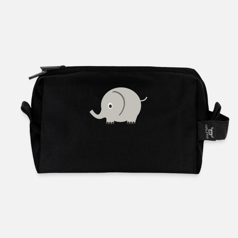 elephant - Recycled Toiletry Zip Bag - black