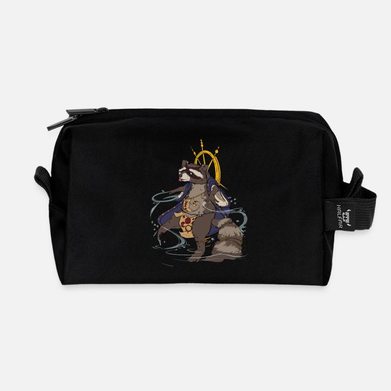 Waschbär Zauberer - Recycelte Kulturtasche - Schwarz