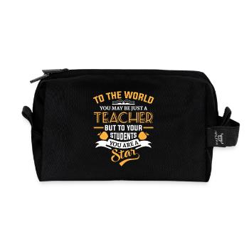 To the world teacher to your students a star - Recycled Toiletry Zip Bag - black - Front