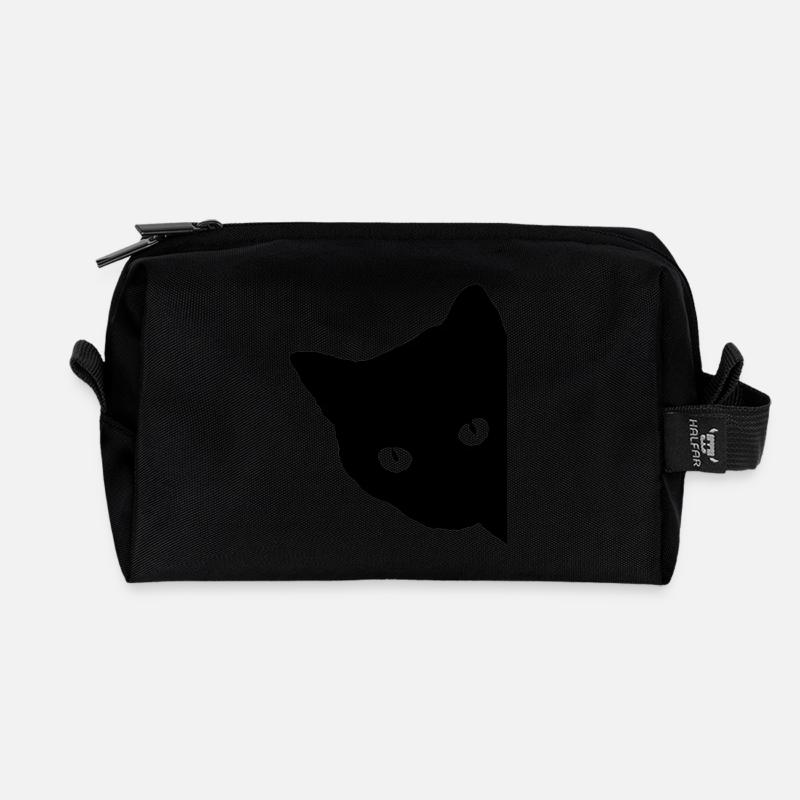 Cat silhouette - Recycled Toiletry Zip Bag - black