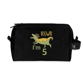 Zum 5 Geburtstag für Jungs Mädchen Mosasaurus - Recycelte Kulturtasche - Schwarz - Vorne
