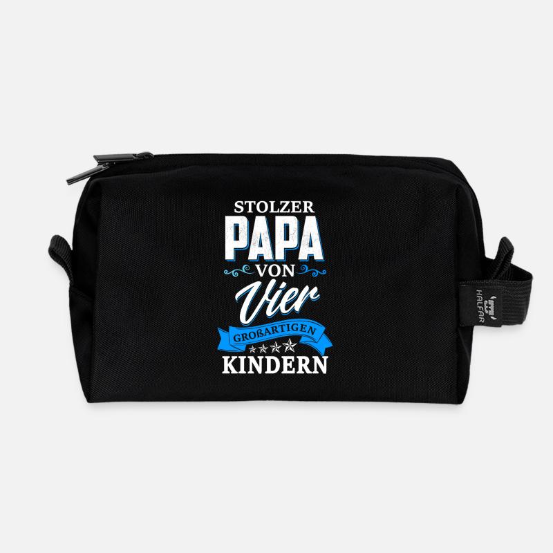 Stolzer Papa von vier großartigen Kindern - Recycelte Kulturtasche - Schwarz