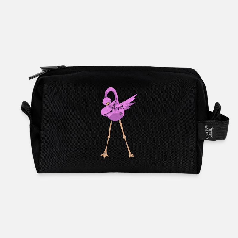 Dabbing Flamingo - Recycelte Kulturtasche - Schwarz