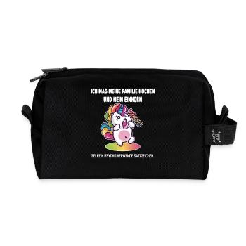 Sei kein Psycho Einhorn Shirt - Recycelte Kulturtasche - Schwarz - Vorne