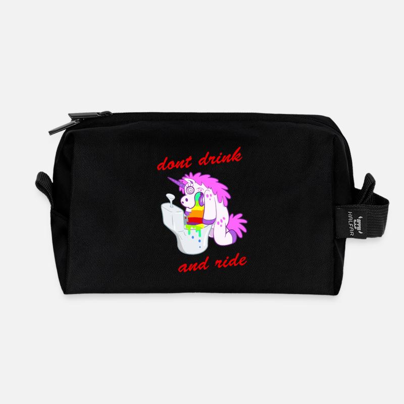 dont drink and ride unicorn - Recycelte Kulturtasche - Schwarz