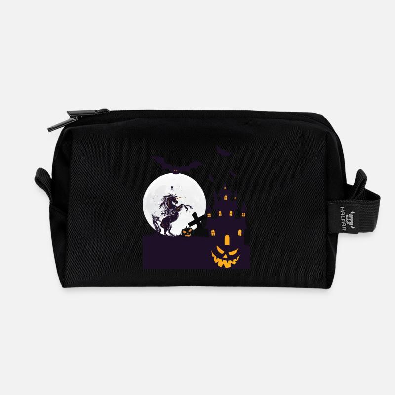 Dein Halloween Einhorn shirt Halloween Geschenk - Recycelte Kulturtasche - Schwarz