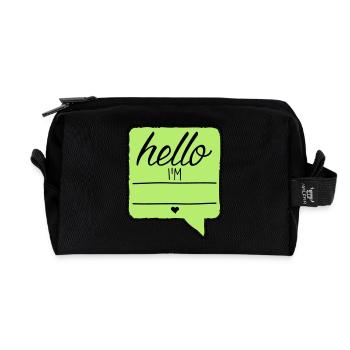 Bonjour je suis - votre nom - votre texte - baby - - Trousse de toilette en tissu recyclé - noir - Devant