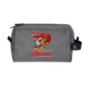 merry xmas tuning santa - Recycled Toiletry Zip Bag - anthracite - Front
