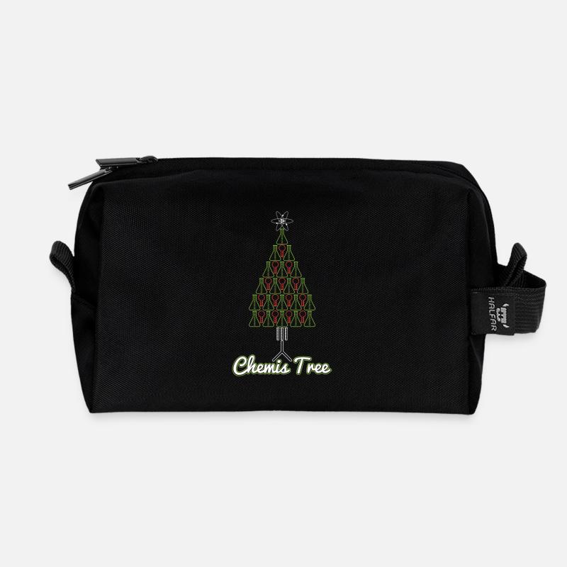 Chemis Tree Chemie Weihnachtsbaum Geschenk - Recycelte Kulturtasche - Schwarz